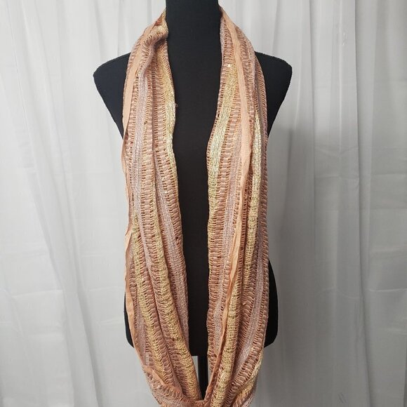 Apt 9 Peach Copper Shimmery Bohemian Infinity Scarf - Picture 4 of 8